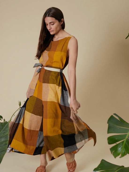 Rujuta Sheth Pants - Rujuta Sheth NEVER WORN Patchwork Sleeveless Jumpsuit with matching belt.